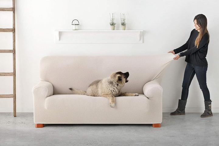 Eysa Cora bielastisch Sofa überwurf 4 sitzer Farbe 00-Ecru, Polyester-Baumwolle, 36 x 27 x 19 cm