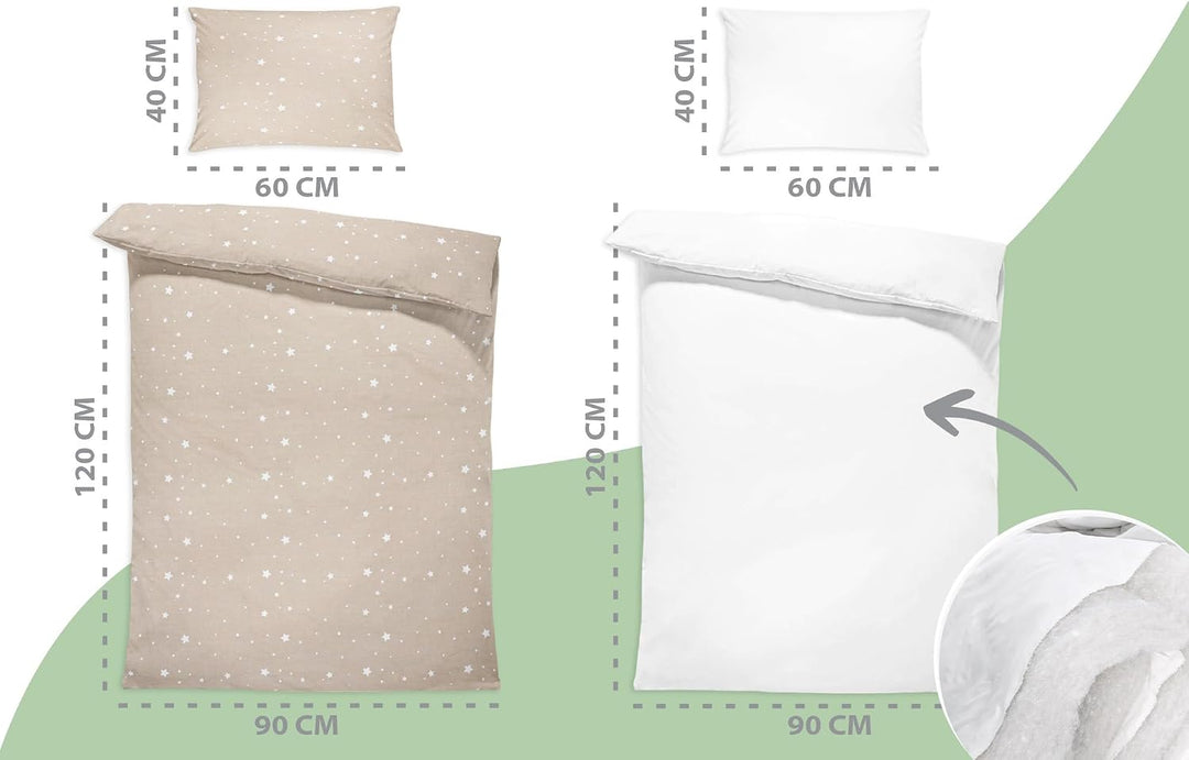 Kinderbettwäsche Baby Bettwäsche 90x120cm aus Baumwolle - Kinder Set von Duvet Cover und Kissenbezug