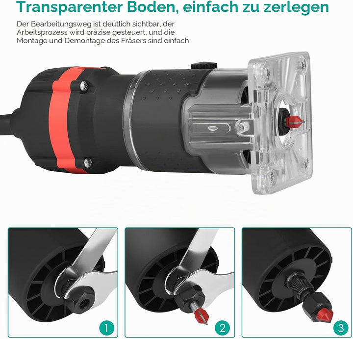 Yontwe Kompaktes Holz Router Werkzeug Tragbarer Handrouter Holzbearbeitung mit 15 Stück Router Bits