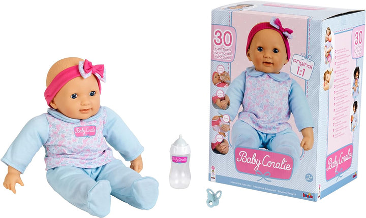 Theo Klein 1717 Baby Coralie interaktive Baby-Puppe | Mit 30 lebensechten Funktionen, Fläschchen und