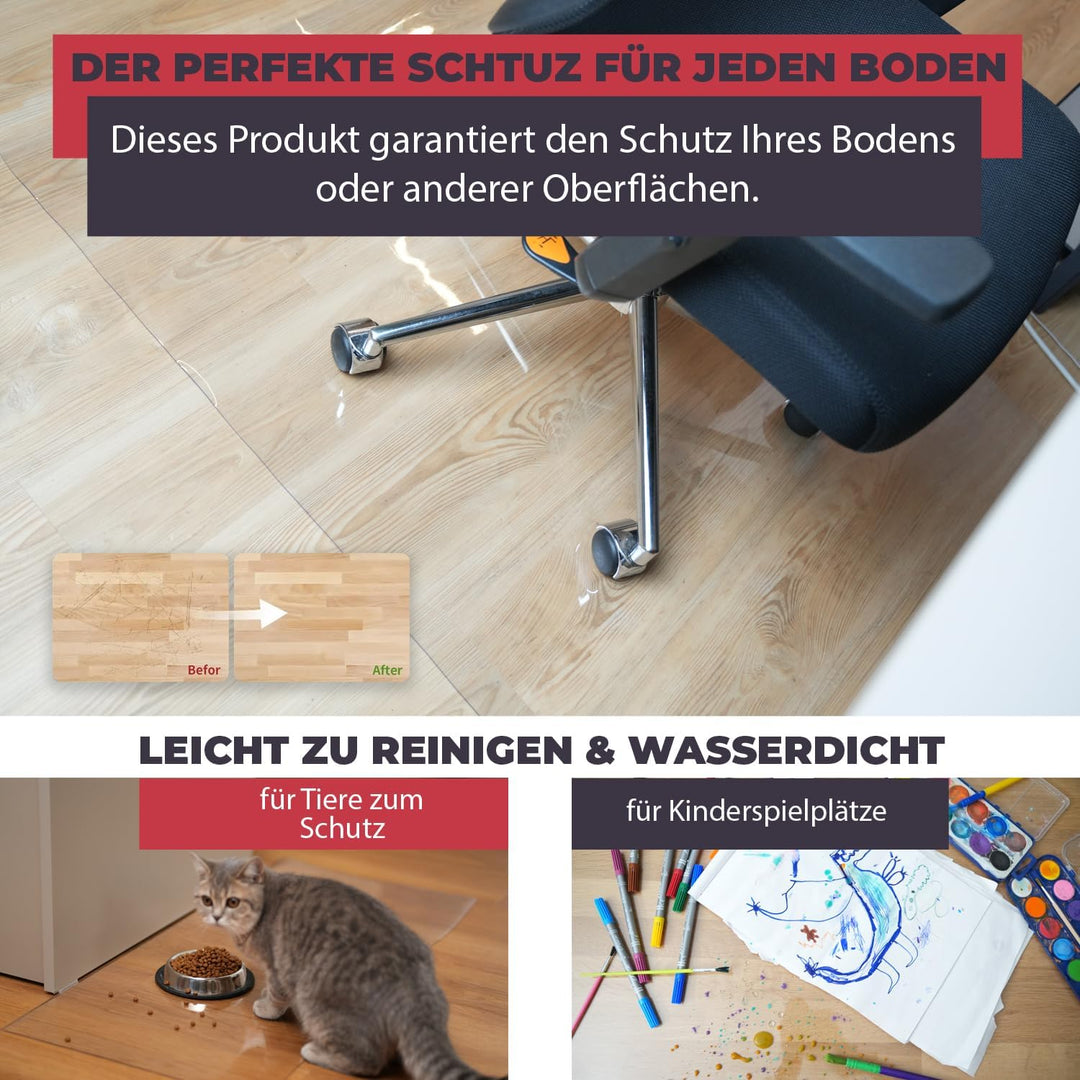 Tischfolie transparent nach mass | glasklar durchsichtige tischdecke | 2 mm tischschutz transparent