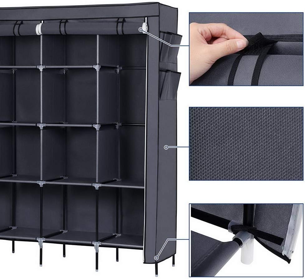 LEADZM Kleiderschrank, Faltschrank Stoffschrank Faltbare Garderobe Canvas mit Reissverschluss, Fäche