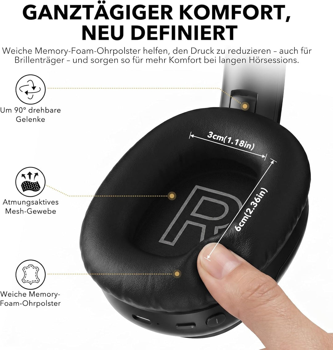 1Mii AI E700 Kabellose Bluetooth Over-Ear-Kopfhörer mit Active Noise Cancelling, Hi-Res Audio LDAC/a