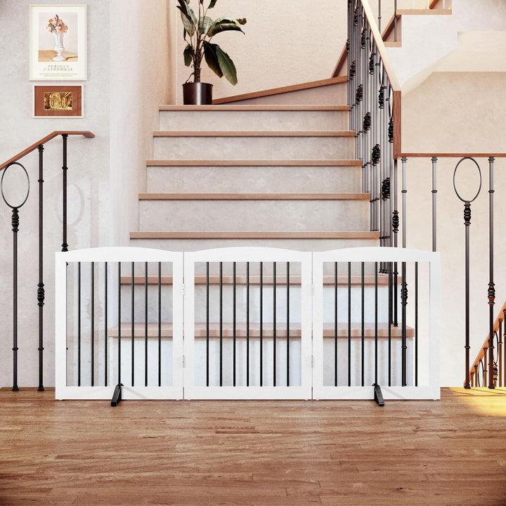 Absperrgitter Hund,Hundegitter für Wohnung Garten ohne Bohren aus Metal Holz,Freistehendes Hundeabsp