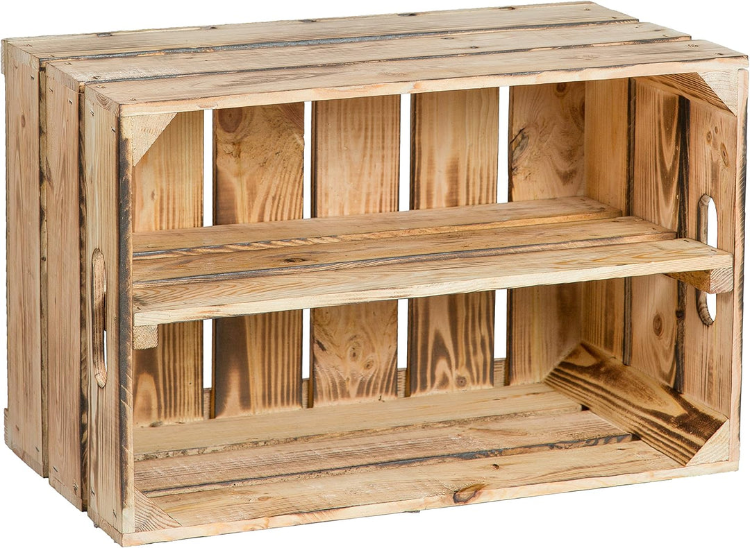 neue stabile Obstkiste Stiege, Apfelkiste, Weinkiste aus dem Alten Land Natur 54x35x30 cm (geflammt
