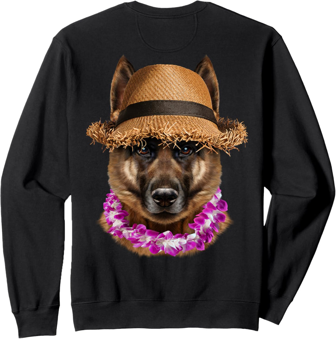 Deutscher Schäferhund mit Strohhut und Sonnenbrille Sweatshirt