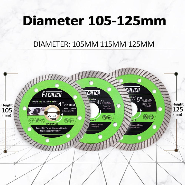 FACHLICH Diamanttrennscheibe 5 Stücke 125mm Superdünne Trockenschneiden Hartmauerwerk Keramikfliese