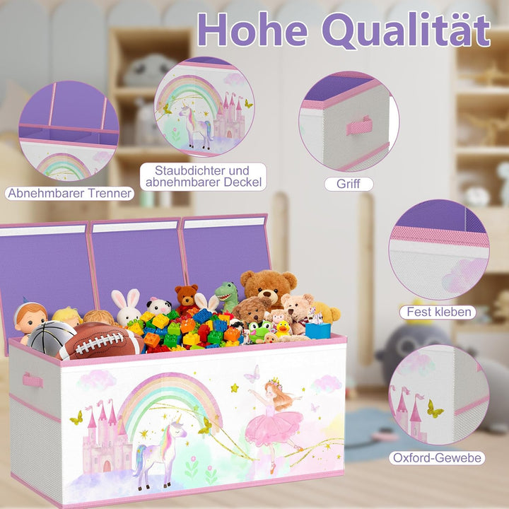 Extra Gross Aufbewahrungsbox Spielzeugkiste mit Deckel Kinder - Faltbar Spielzeug Aufbewahrung mit G