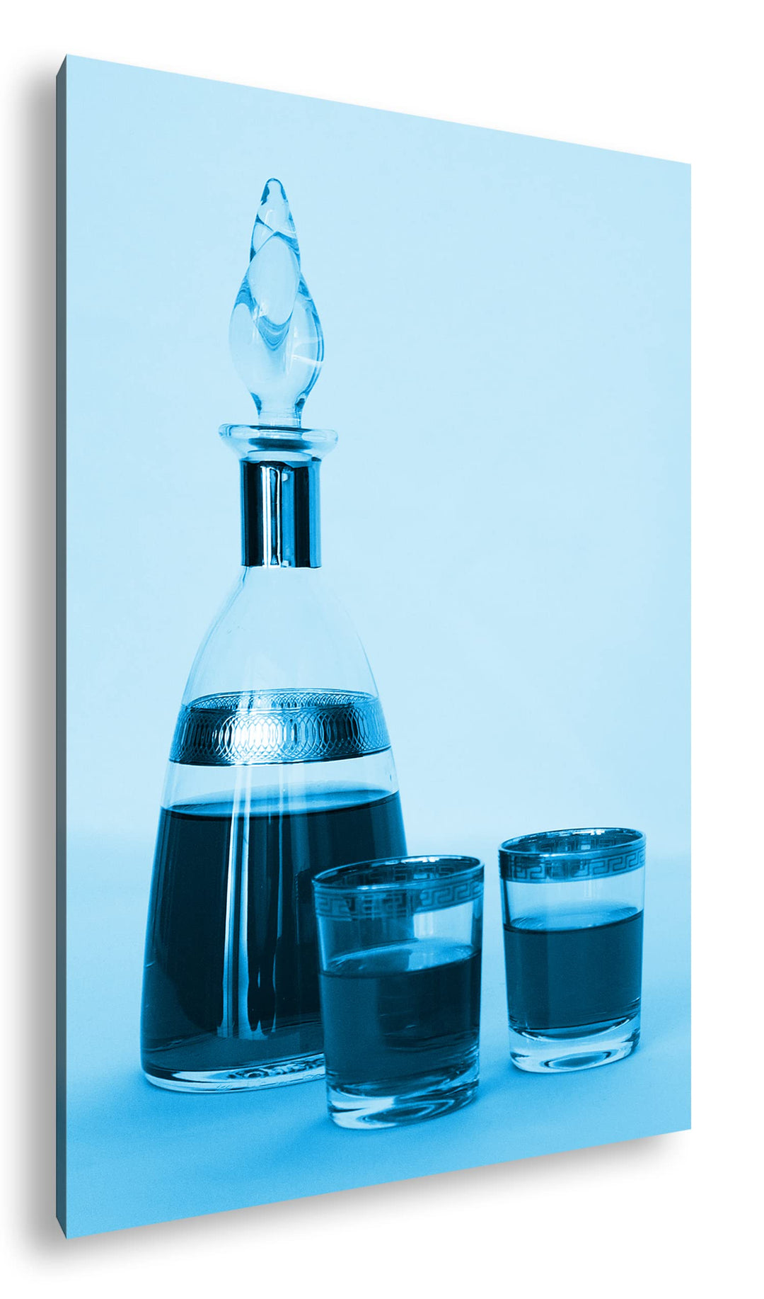 deyoli edle Flasche für Whiskey Format 100x70 Effekt: Monocrome Blau als Leinwandbild, Motiv fertig