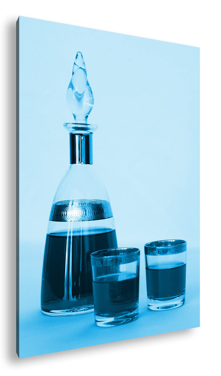 deyoli edle Flasche für Whiskey Format 100x70 Effekt: Monocrome Blau als Leinwandbild, Motiv fertig