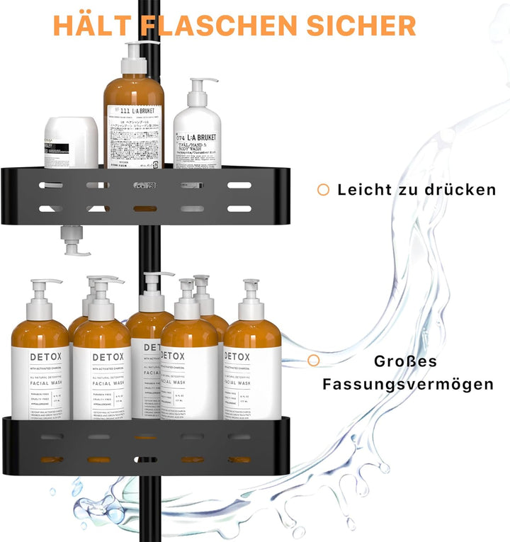 Kegii Teleskop Duschregal - Teleskopregal Bad Eckregal Dusche Duschablage Ohne Bohren Teleskopstange