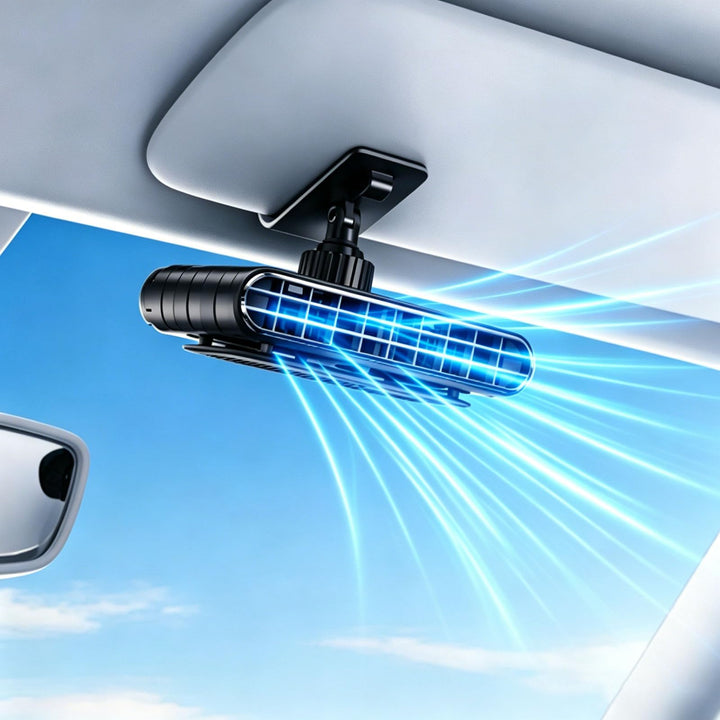 Auto-Sonnenblendenventilator, 5-Stufig Clip Ventilator für Auto-Sonnenschutz, mit 360° drehbarer Hal