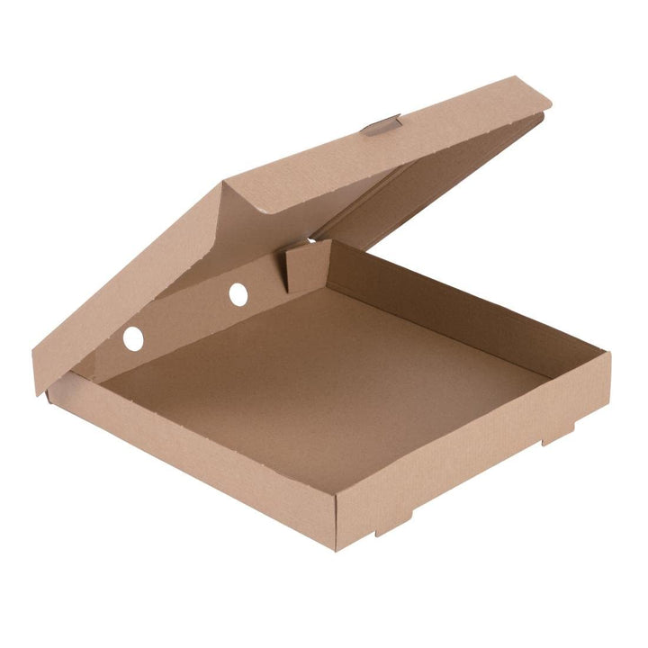 Fiesta kompostierbare Pizzakartons 12 Zoll (Packung mit 100 Stück), Farbe Kraft, gewellte Konstrukti
