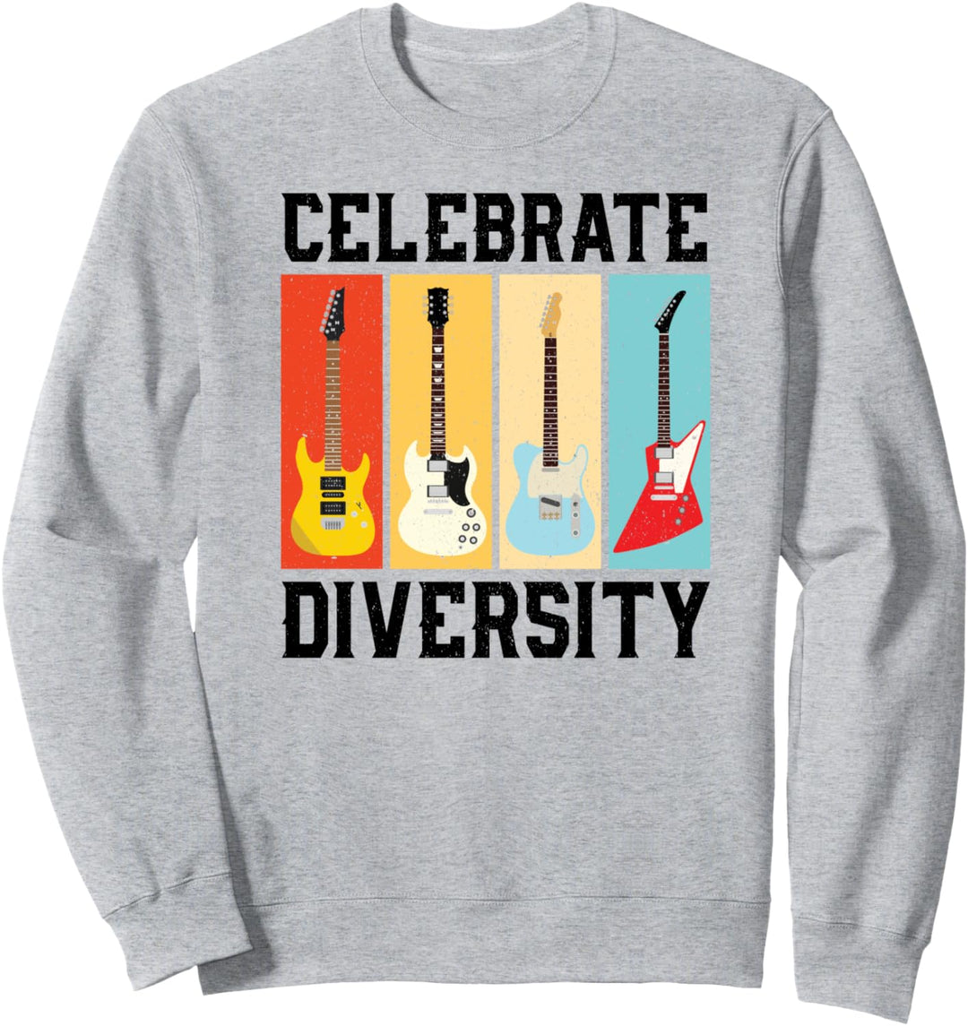 Lustige Gitarre feiert Vielfalt Vintage-Musik-Geschenk Sweatshirt