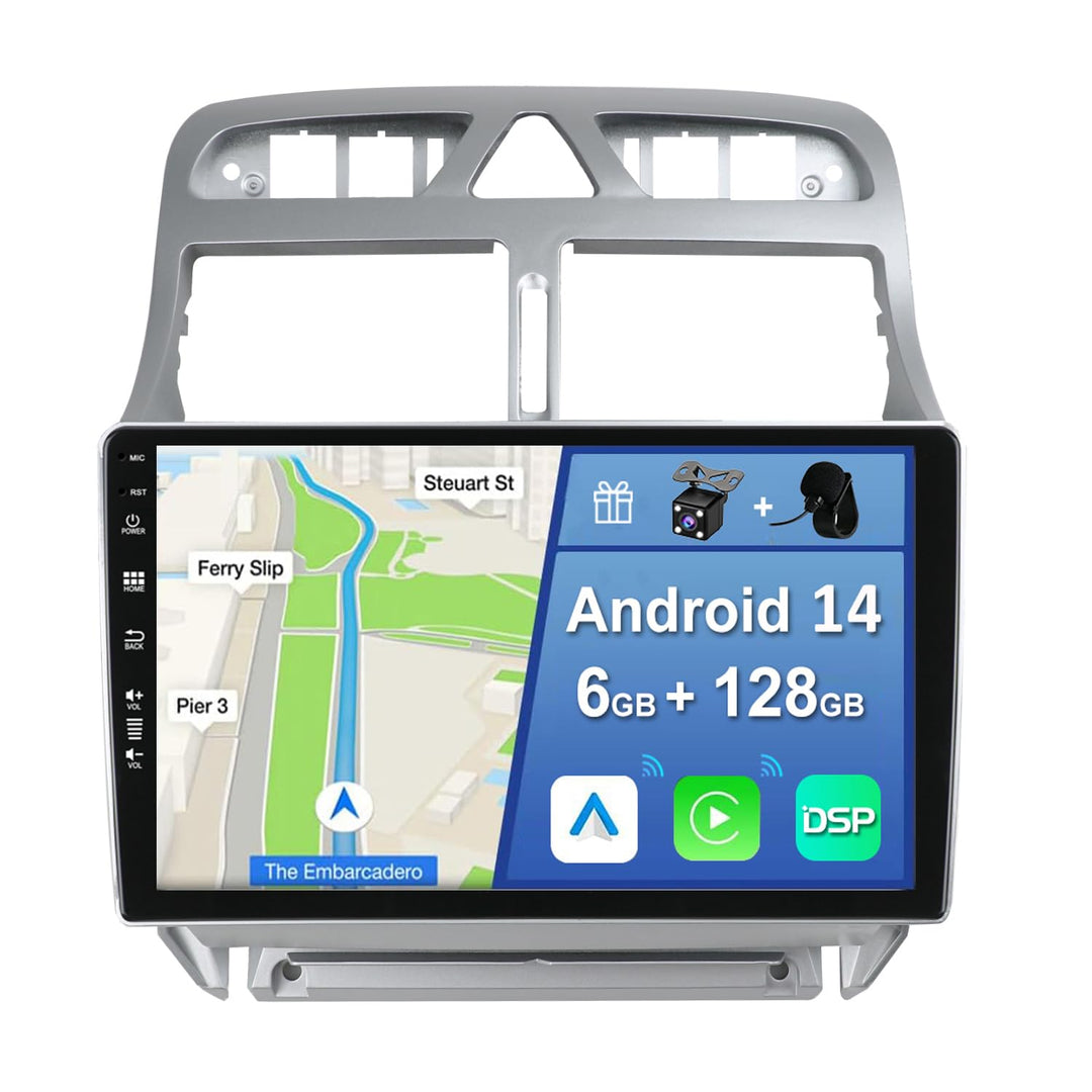 [6GB+128GB] Android 14 Autoradio für Peugeot 307 SW CC (2002-2013)-[Integriertes CarPlay/Android Aut