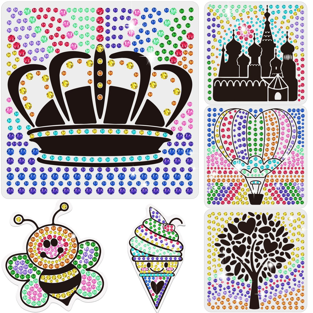 6 Blätter Sonnenfänger-Sets für Kinder im Alter von 6 7 8 9 10, DIY Diamant-Malerei-Set Eiscremebaum
