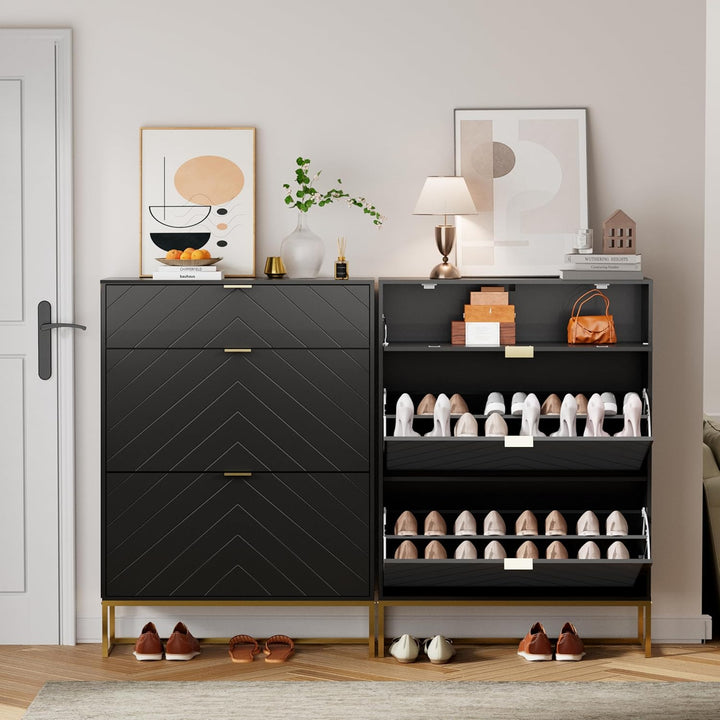 UEV Schuhschrank mit 2 Klappen und 1 Schublade Schuhablage Schuhkommode Schuhregal Schuhkipper Platz