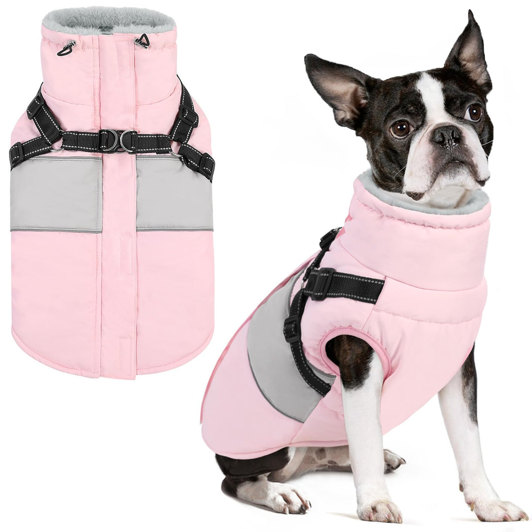 AOFITEE Hundemantel für Kleine Hunde, Wasserdicht Warme Hundejacke mit Geschirr, Winddicht Hunde Win
