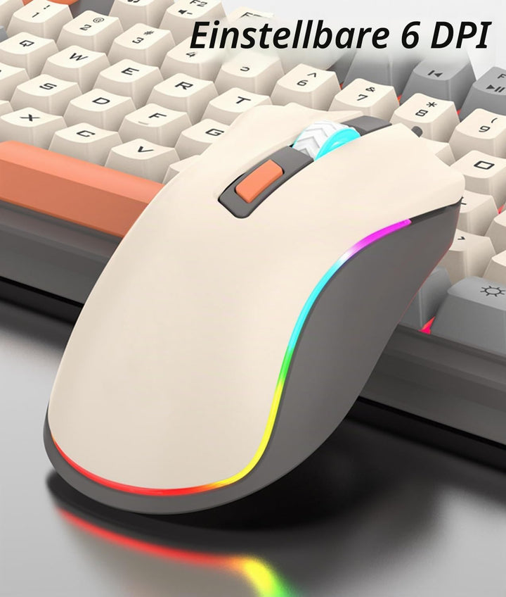 Kompakte Kabelgebundene Tastatur und Maus Set mit 94 Tasten Lautstärkeregler Buntes Licht Ergonomisc