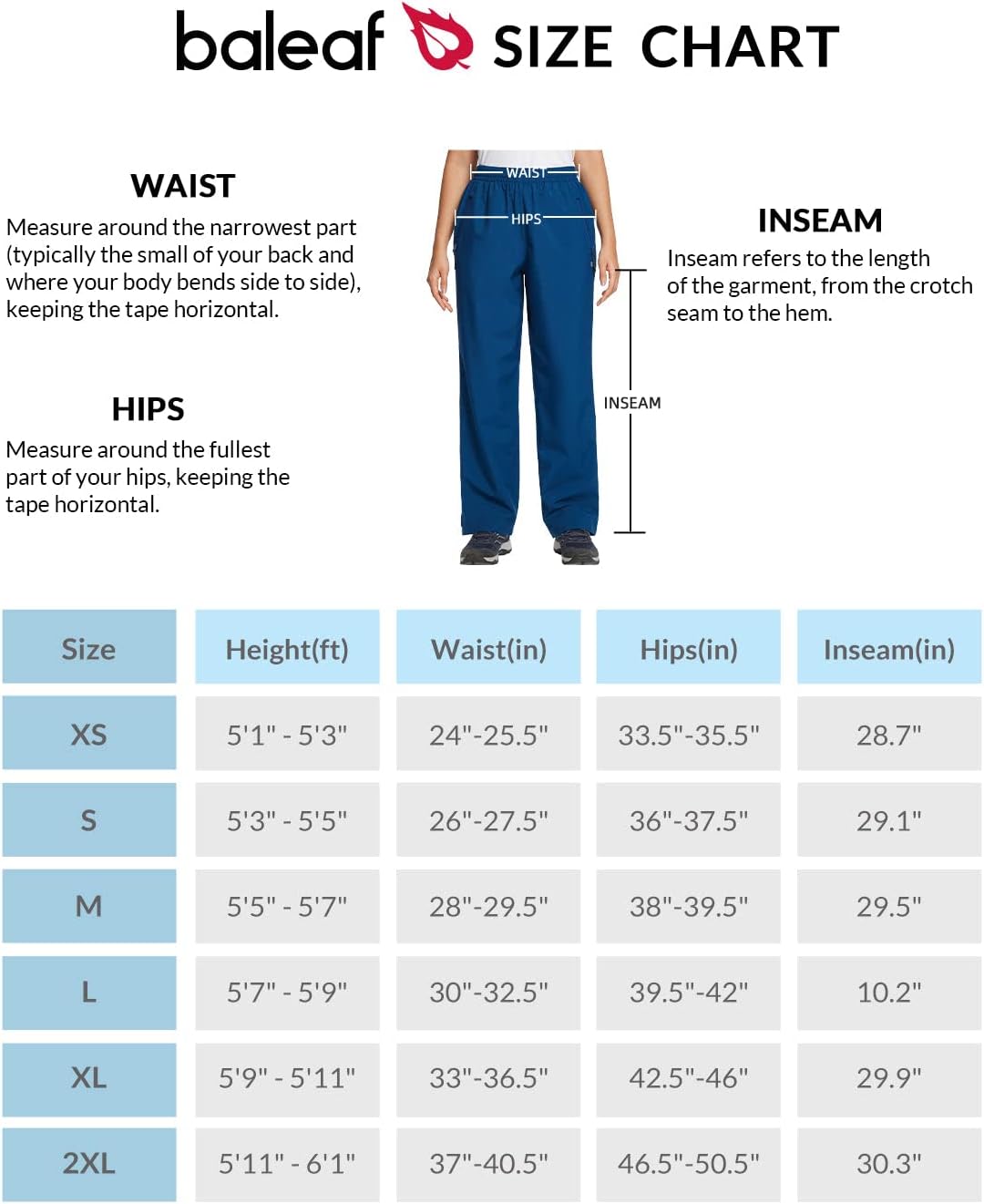 baleaf Regenhose Damen Wasserdicht 10000mm H2O Atmungsaktiv Überziehhose Leichte Wanderhose Trekking