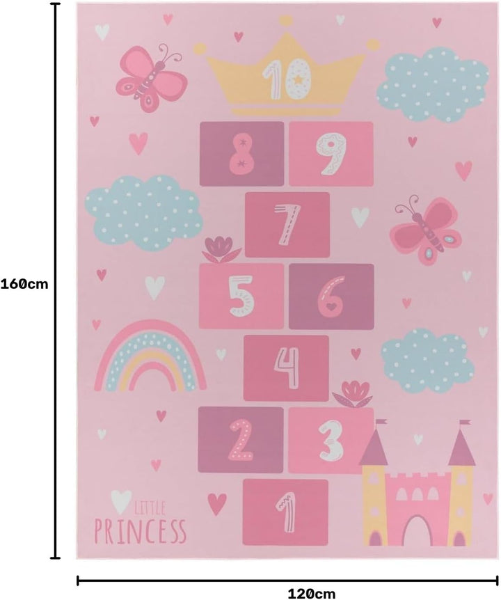 TT Home Kinderteppich Babyzimmer Teppich Kinderzimmer rutschfest Tiere Weltkarte Autos, Farbe:Pink,