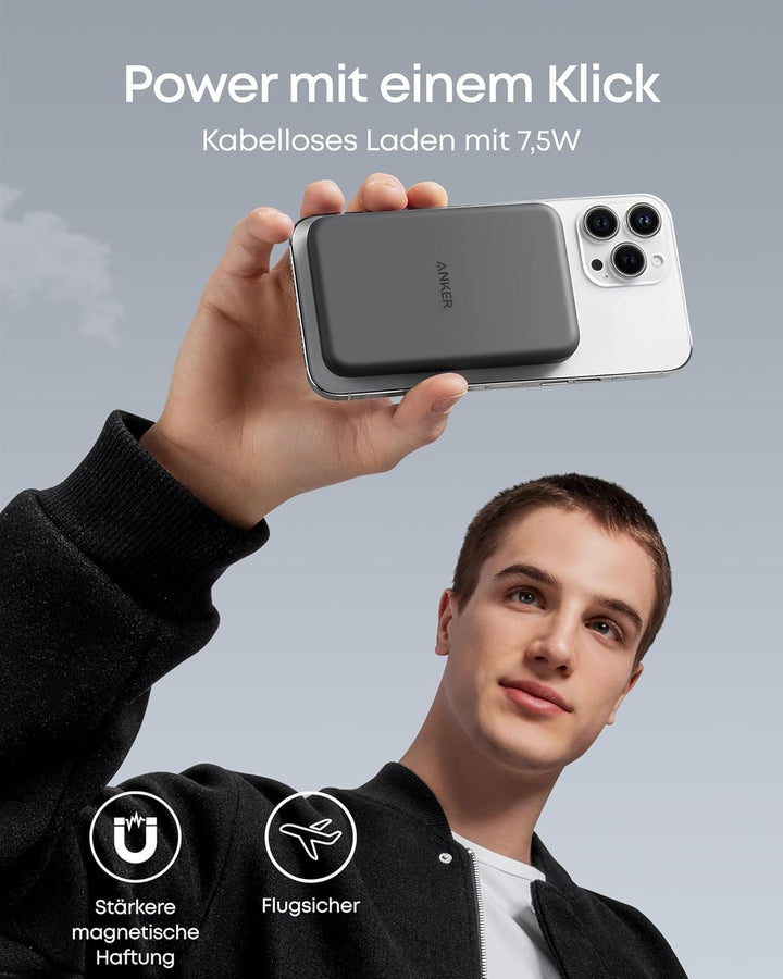 Anker 621 Magnetic Battery (MagGo), 5000mAh magnetische Powerbank mit USB-C Kabel, Nur kompatibel mi