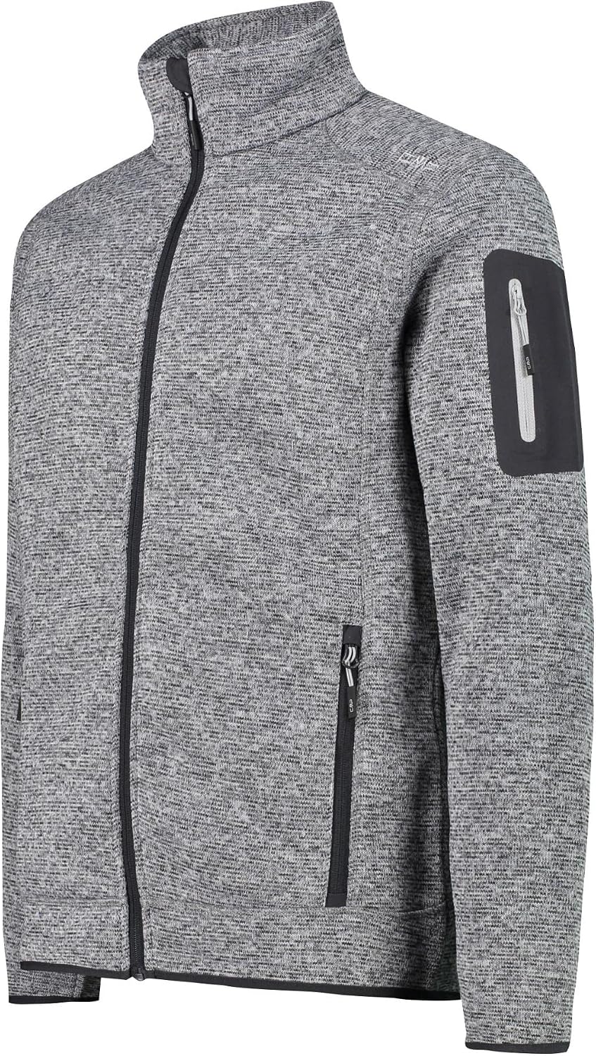 CMP Herren Strickfleece Jacke 3h60747n Jacke 48 Eis-Titan-Schwarz, 48 Eis-Titan-Schwarz