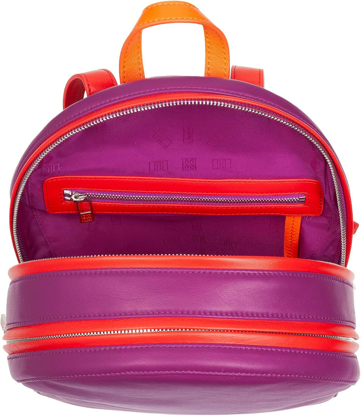 DUDU Rucksack Damen Bunt Sommerlich aus weichem Leder Rucksack Multicolor mit doppeltem Reissverschl