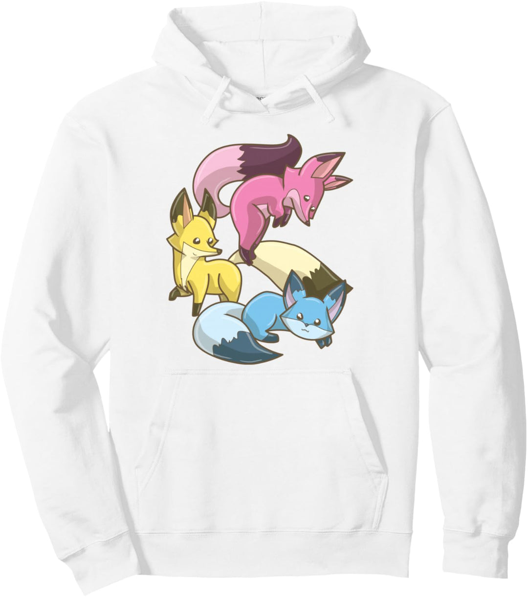 Pansexual Fox Kawaii Pastel Goth Anime Art Subtle Pan Pride Pullover Hoodie