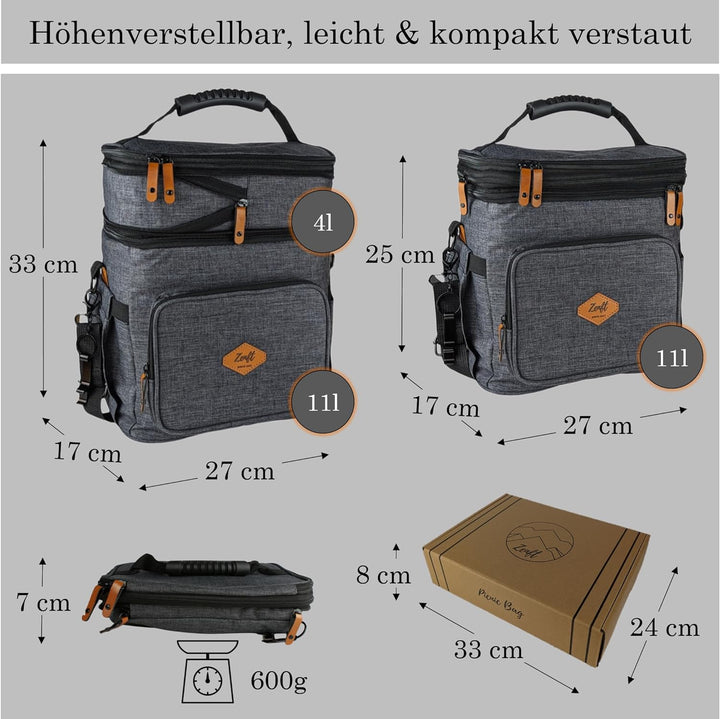 Isolierte Kühltasche faltbar - wasserdichte, auslaufsichere Lunchtasche mit Mehreren Fächern, verste