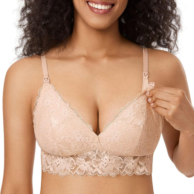 MOMANDA Damen Still BH Grosse Brüste Spitze Mutterschaft Stillen Schwangerschaft BHS, Beige