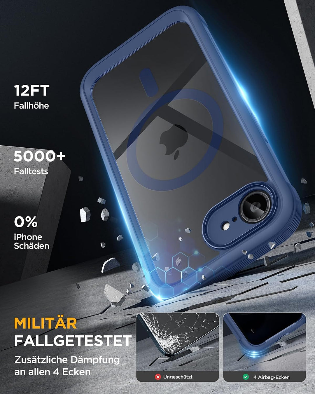 Miracase Sichtschutz Hülle für iPhone 17e / iPhone 16e für MagSafe, Vollschutz Stossfest, Integriert
