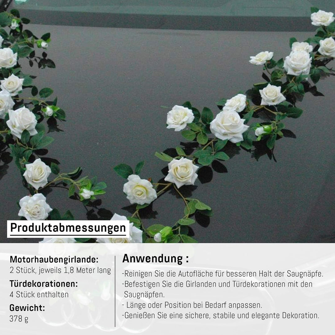 Rosen Girlande Braut Paar Rose Deko Dekoration Autoschmuck Hochzeit Car Auto Wedding ®Auto-schmuck D