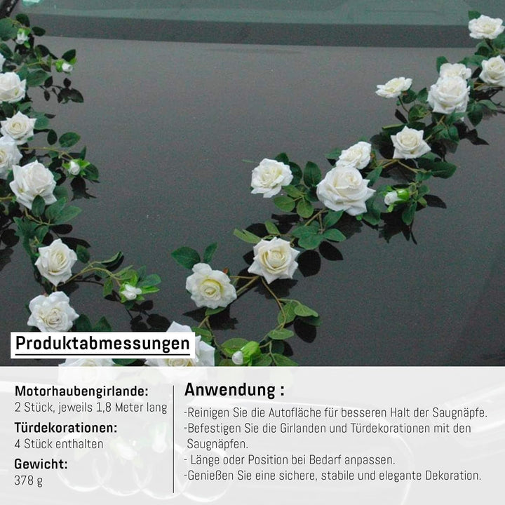 Rosen Girlande Braut Paar Rose Deko Dekoration Autoschmuck Hochzeit Car Auto Wedding ®Auto-schmuck D
