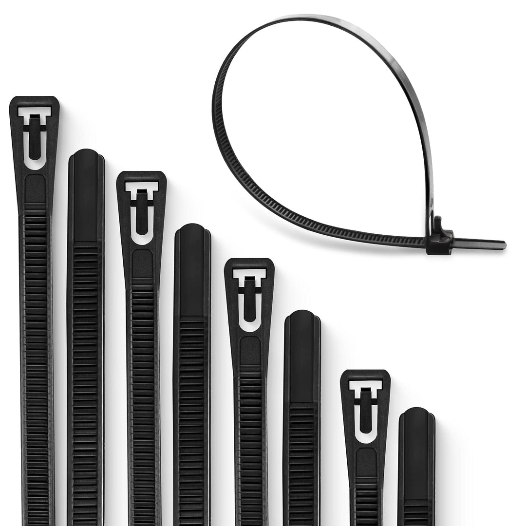 Meccion Wiederverwendbarer Kabelbinder 100 Stück UV-Beständig Starkes Nylon Wiederlösbar Kabelbinder