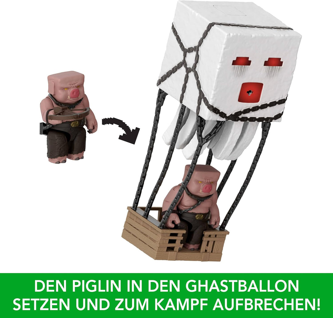 Mattel Minecraft Actionfigur-Set, Ghast mit Feuerattacke, Lichter, Geräusche, Starter und Projektil,