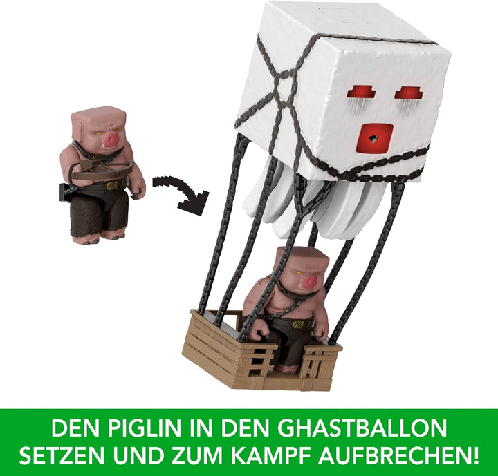 Mattel Minecraft Actionfigur-Set, Ghast mit Feuerattacke, Lichter, Geräusche, Starter und Projektil,