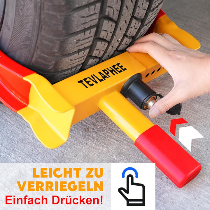Tevlaphee Radkralle Parkkralle mit Sicherheitsschloss und 3 Schlüsseln für PKW Wohnwagen Anhänger Re
