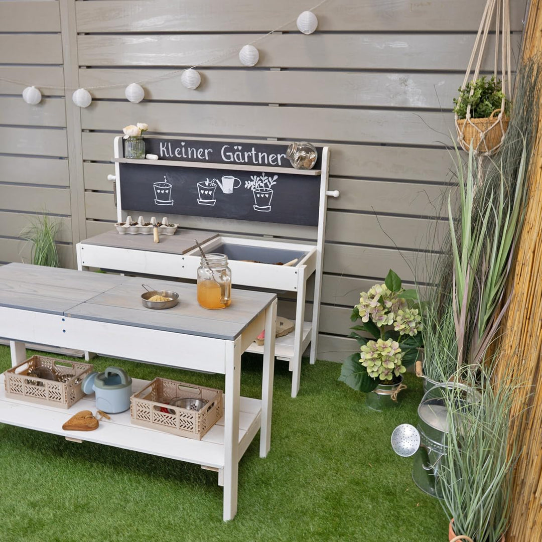 Meppi Matschküche Outdoorküche - Kleiner Gärtner Flexi - Weiss/grau aus Holz