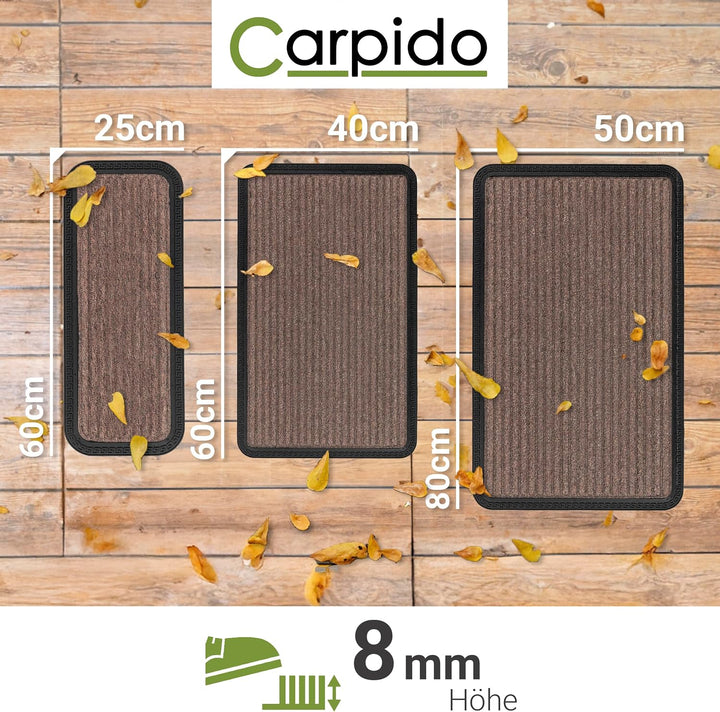 Carpido Fussmatte Aussen &amp; Innen - 4er Set 40x60 cm - Braun Linien - Sauberlauf Türmatte rutschfest