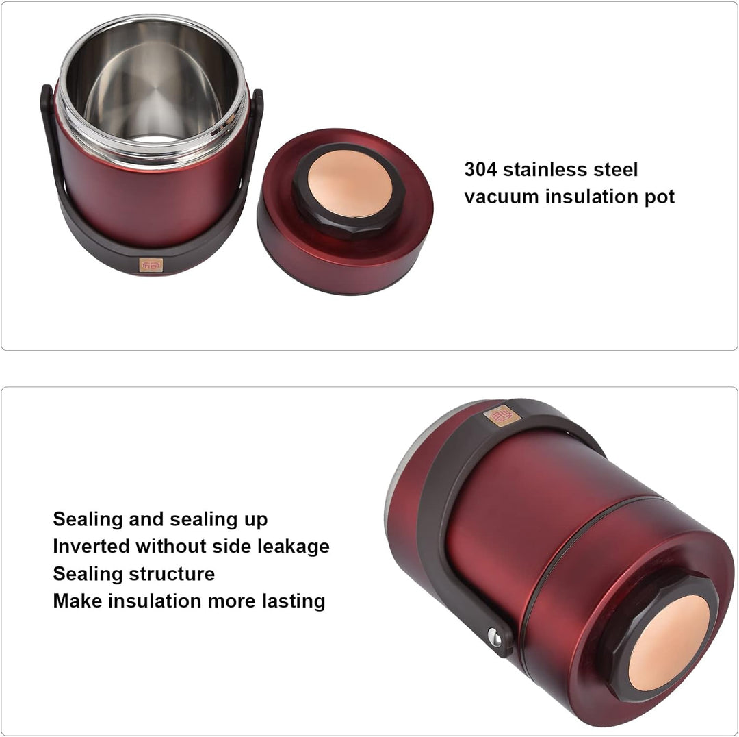 Food Flask 1,5L Edelstahl Essen Thermobehälter Doppelwand Isolierbehälter Warmhaltetopf für Warme Sp