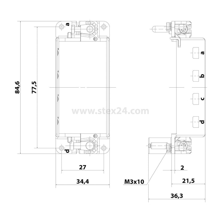 09140160371 Harting Han Gelenkrahmen plus (F), Baugrösse 16B Buchse, für 4 Module Querschnitt PE 1mm