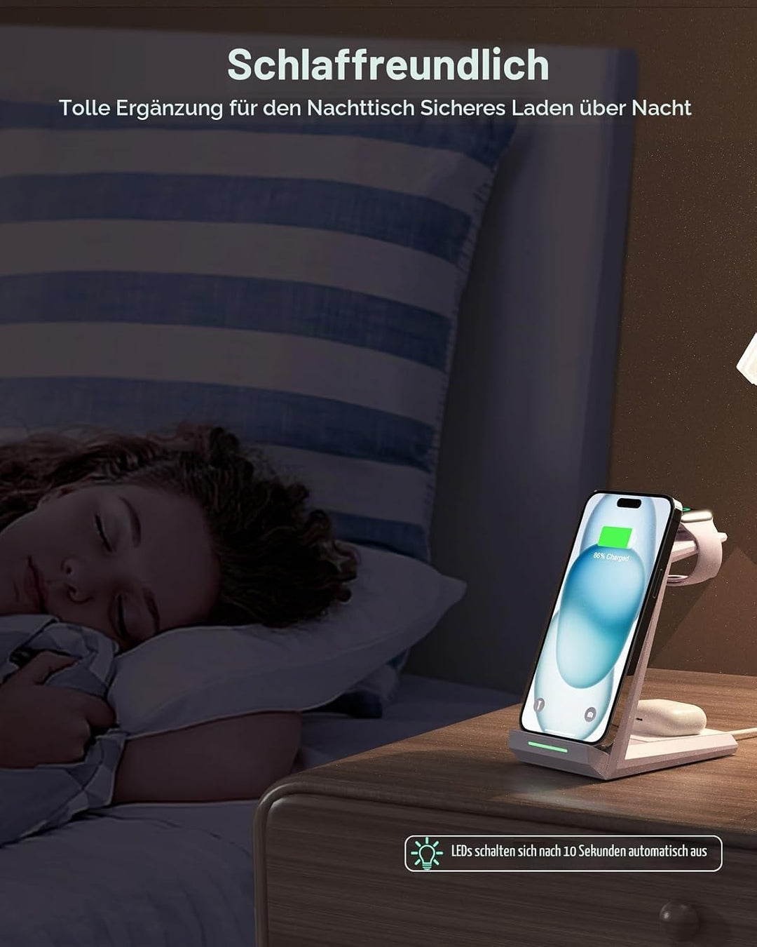 3 in 1 Induktive Ladestation Apple Watch und iPhone, Kabelloses Ladegerät für iPhone 17/16/15/14/13/
