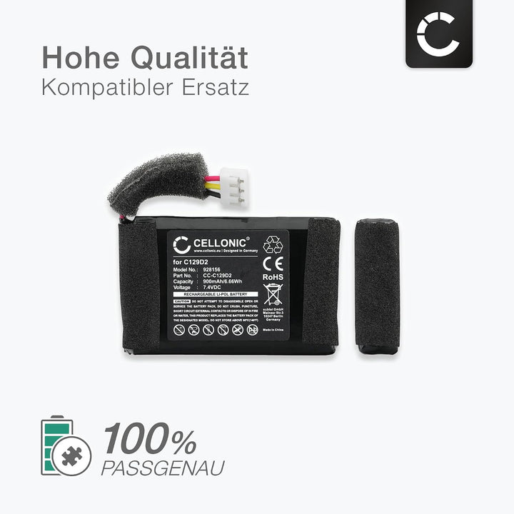 subtel 1x Akku kompatibel mit Bang &amp; Olufsen BeoPlay P2, C129D2 | 1x, (900mAh-7.4V-Lithium-Polymer),