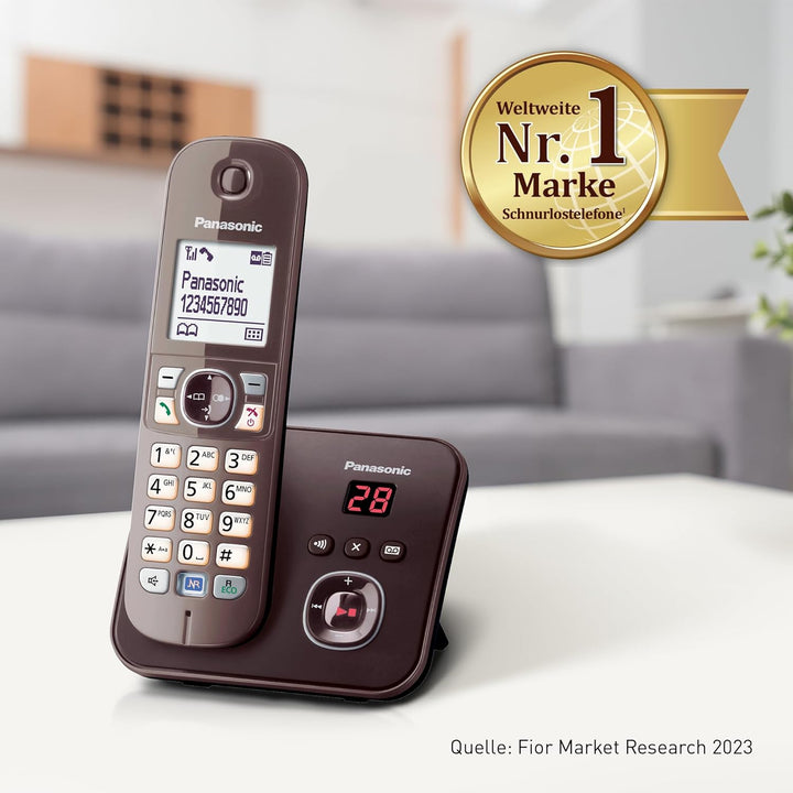 Panasonic KX-TG6821GA DECT Schnurlostelefon mit Anrufbeantworter (strahlungsarm, Eco-Modus, GAP Tele