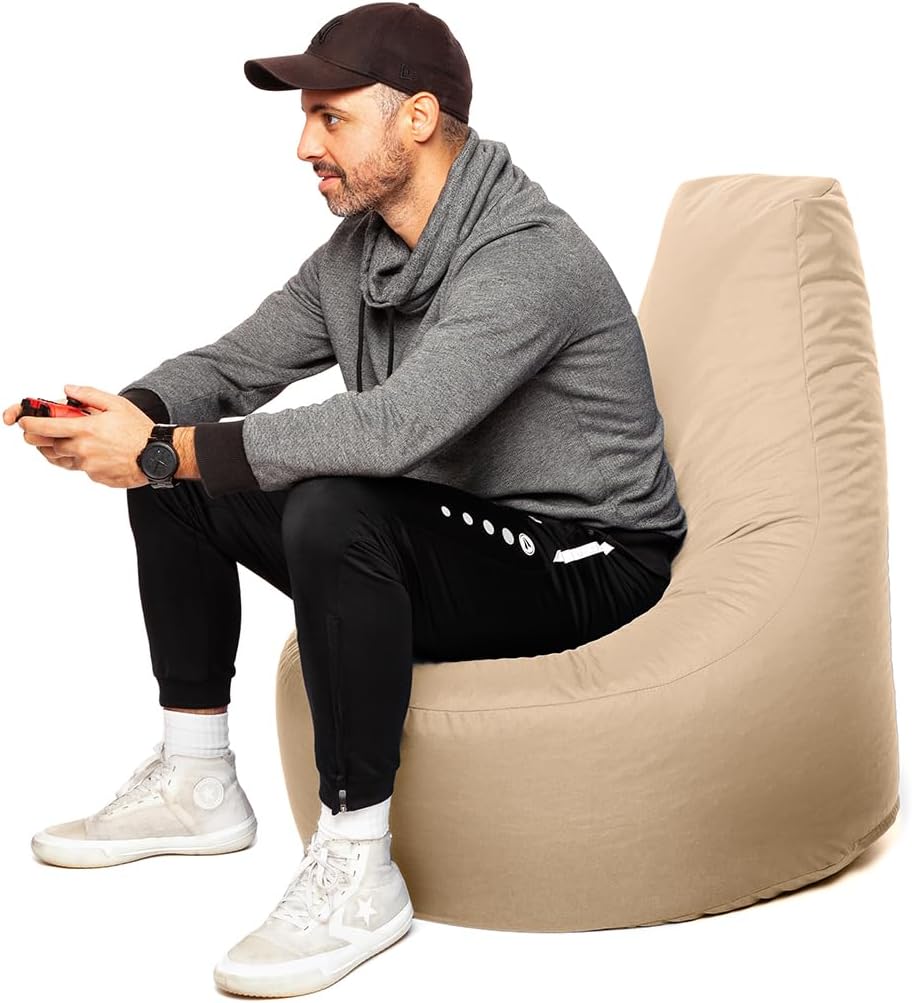 PATCH HOME Gamer Sessel Sitzsack inkl. Würfel Bean Bag Set Ø80cm, 30cm Sitzhöhe, 90cm Höhe + 35x35cm