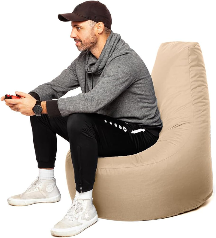 PATCH HOME Gamer Sessel Sitzsack inkl. Würfel Bean Bag Set Ø80cm, 30cm Sitzhöhe, 90cm Höhe + 35x35cm