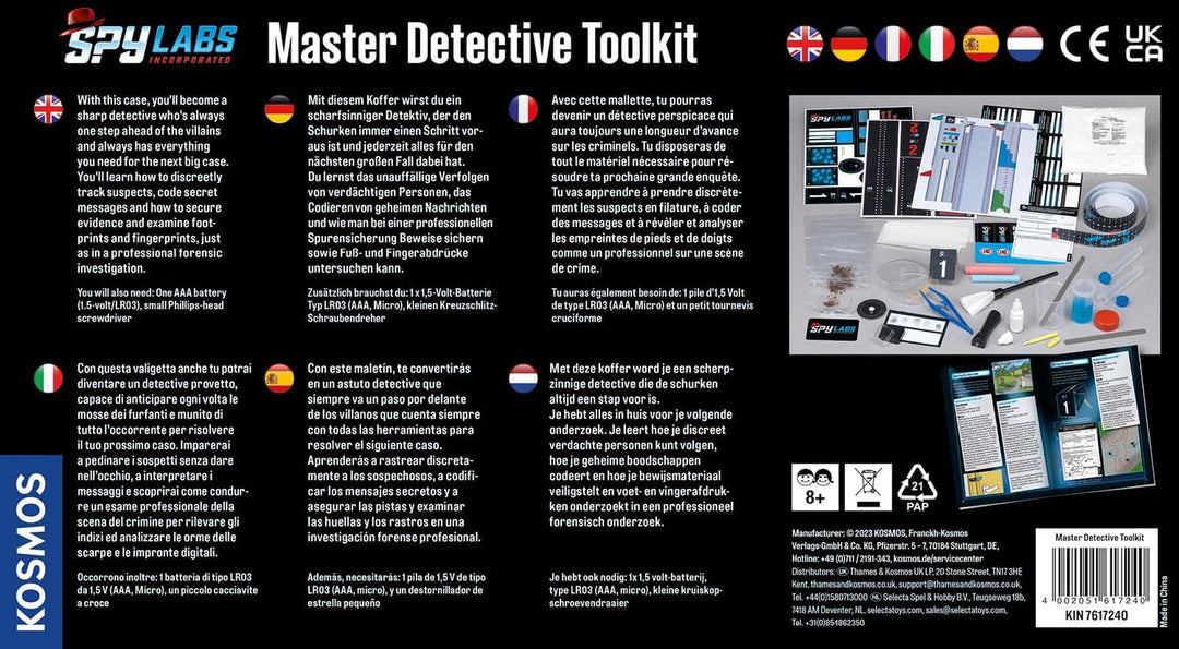 Kosmos 617240 Spy Labs Incorporated Detective Toolkit, Detective case, Detective Toys for Children f