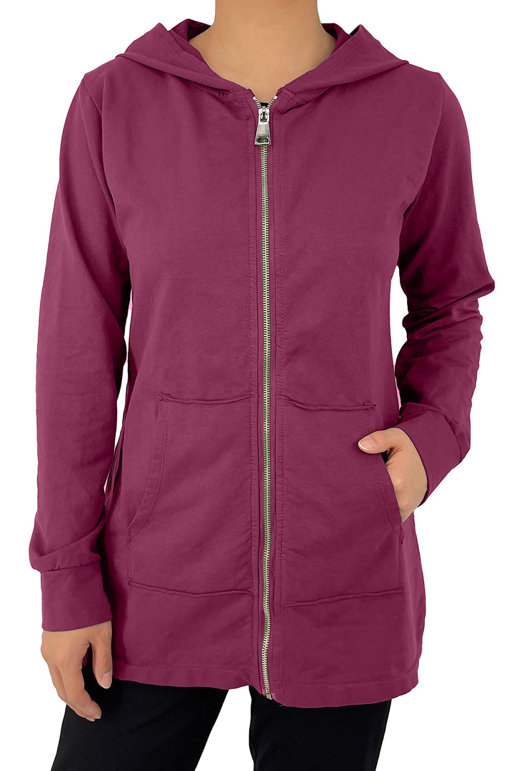 JOPHY & CO. Langes Sweatshirt für Frauen mit Kapuze, Reissverschluss und Taschen (cod. 9047) S Borde