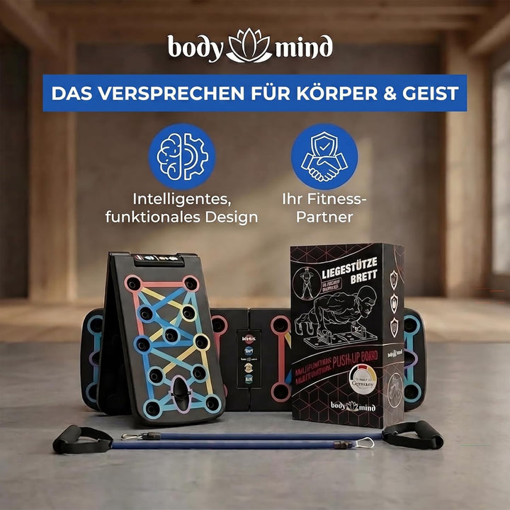 Body & Mind® Push-Up Liegestütz-Brett; Faltbares Multifunktions Elite Rack Fitness-Board für Ganzkör